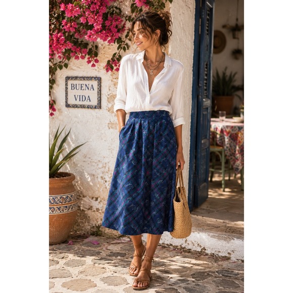Country Sophisticates by Pendleton Dresses & Skirts - Vintage Country Sophisticates by Pendleton Blue Plaid Trumpet Midi Skirt Size 12